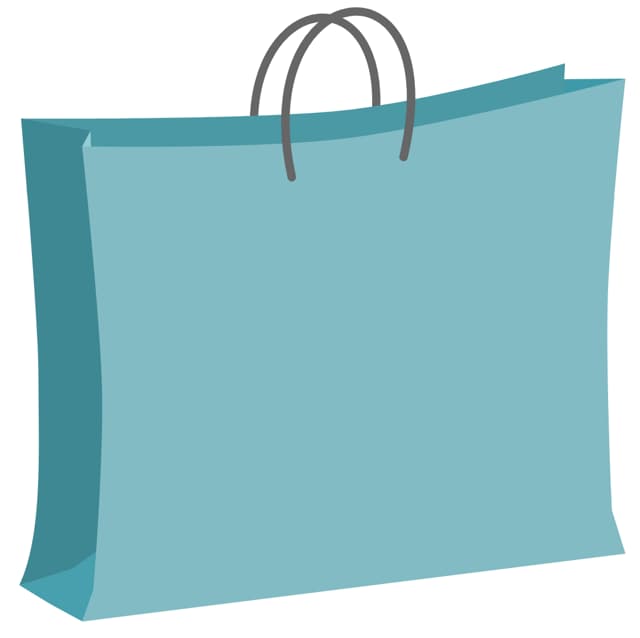 Illustration of a turquoise goodie bag